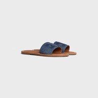 CELINE LYMPIA MULE IN Denim and Calfskin - BLUE -  - 2 | CELINE