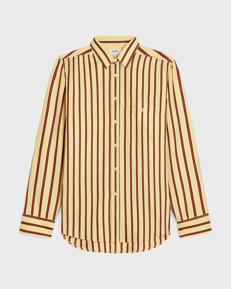 oversized shirt IN striped silk twill - YELLOW/RED/BLACK -  - 1 | CELINE