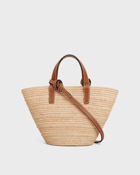 NANO SUPPLE CELINE CLASSIC PANIER IN RAFFIA AND CALFSKIN - NATURAL / TAN - MÁS - 2 | CELINE