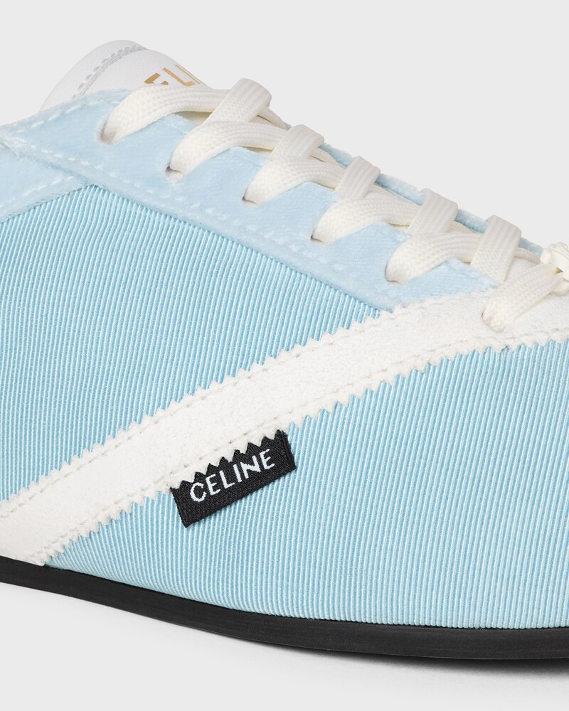 THE FLAT SNEAKER EN GROS GRAIN, VELOURS, CUIR DE CHÈVRE VELOURS ET CUIR D'AGNEAU - BLEU CLAIR / BLANC OPTIQUE -  - 1 | CELINE