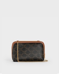 Clutch on Chain IN Triomphe canvas and Lambskin - Tan - SHOULDER BAGS - 1 | CELINE