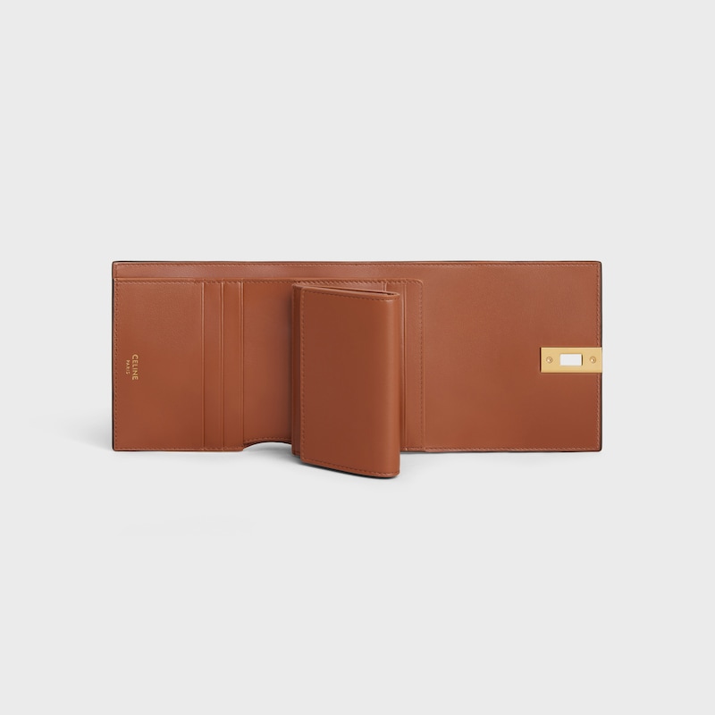 Small Trifold wallet 16 IN Satinated Calfskin - TAN - GIFT FINDER - 1 | CELINE