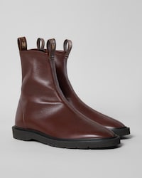 FLOW ZIPPED BOOT IN Stretch Lambskin - DARK BROWN / BLACK -  - 2 | CELINE