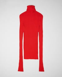 turtleneck sweater IN RIBBED VISCOSE - VERMILLON -  - 2 | CELINE