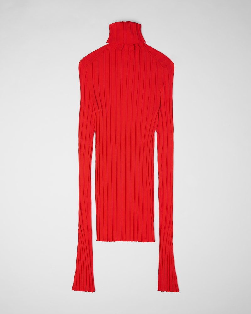 turtleneck sweater IN RIBBED VISCOSE - VERMILLON -  - 1 | CELINE
