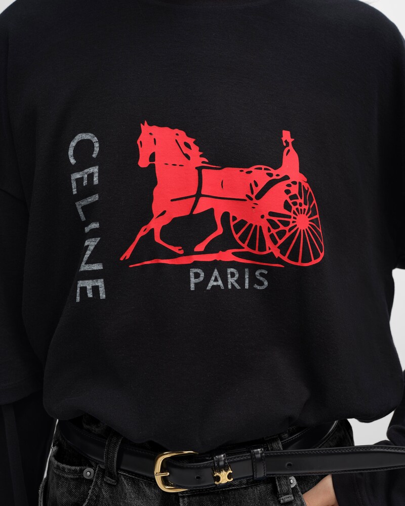 double layers t-shirt IN FINE COTTON JERSEY - BLACK/RED/WHITE -  - 1 | CELINE