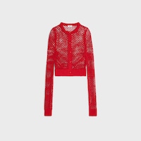 CÁRDIGAN DE GANCHILLO DE ALGODÓN - ROJO INTENSO -  - 1 | CELINE