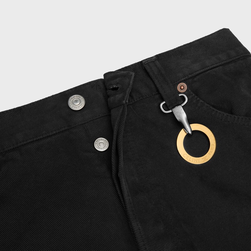 WIDE LEG JEANS 001 IN heavy cotton twill - OVERDYE BLACK HEAVY STONE WASH -  - 1 | CELINE