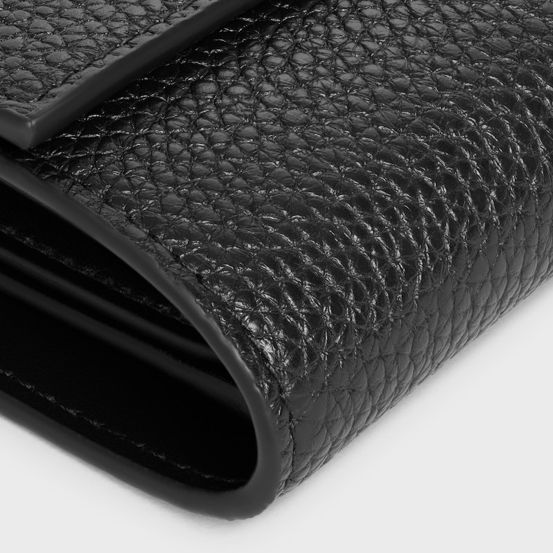 Tri-fold Wallet IN GRAINED CALFSKIN - BLACK - WALLETS - 1 | CELINE