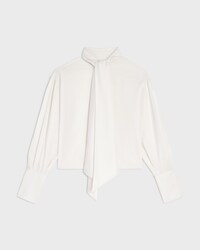 chemise lavallière cropped twill soie - CRAIE -  - 1 | CELINE