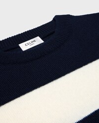 JERSEY CON CUELLO REDONDO DE LANA DE CACHEMIRA - CRUDO / AZUL MARINO -  - 2 | CELINE