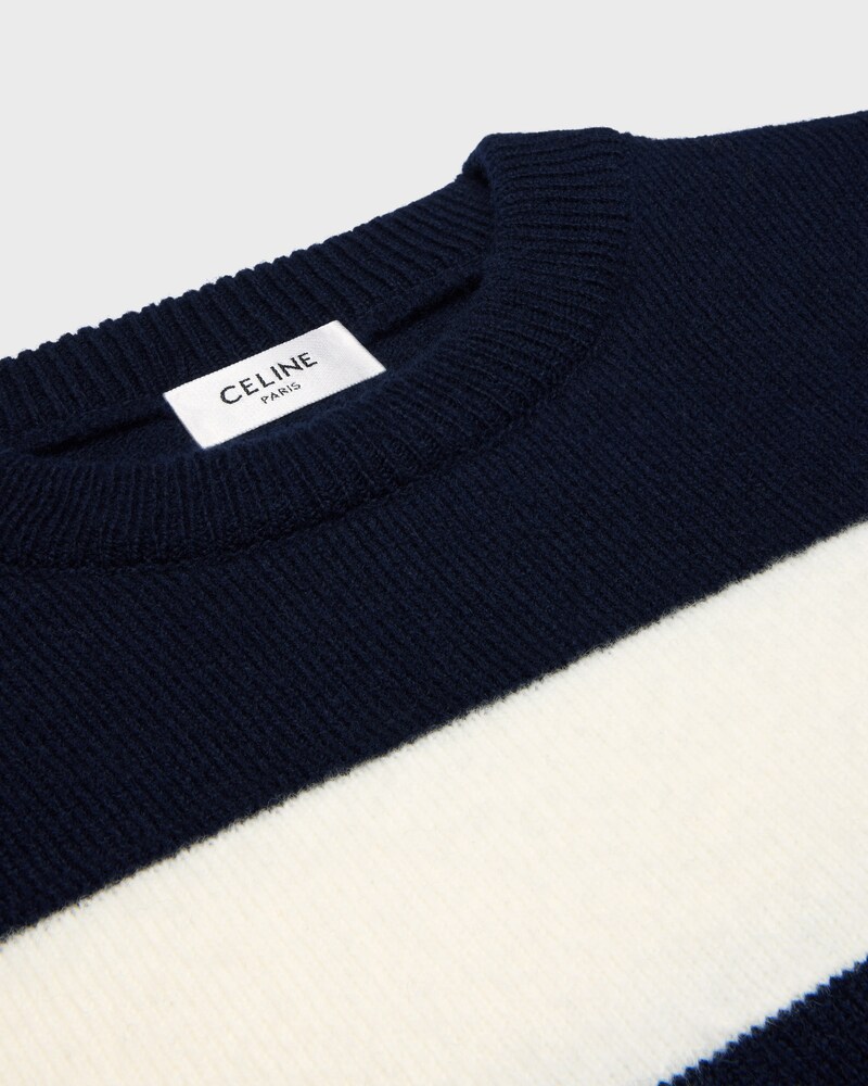 crewneck sweater IN wool cashmere - ECRU/NAVY -  - 1 | CELINE