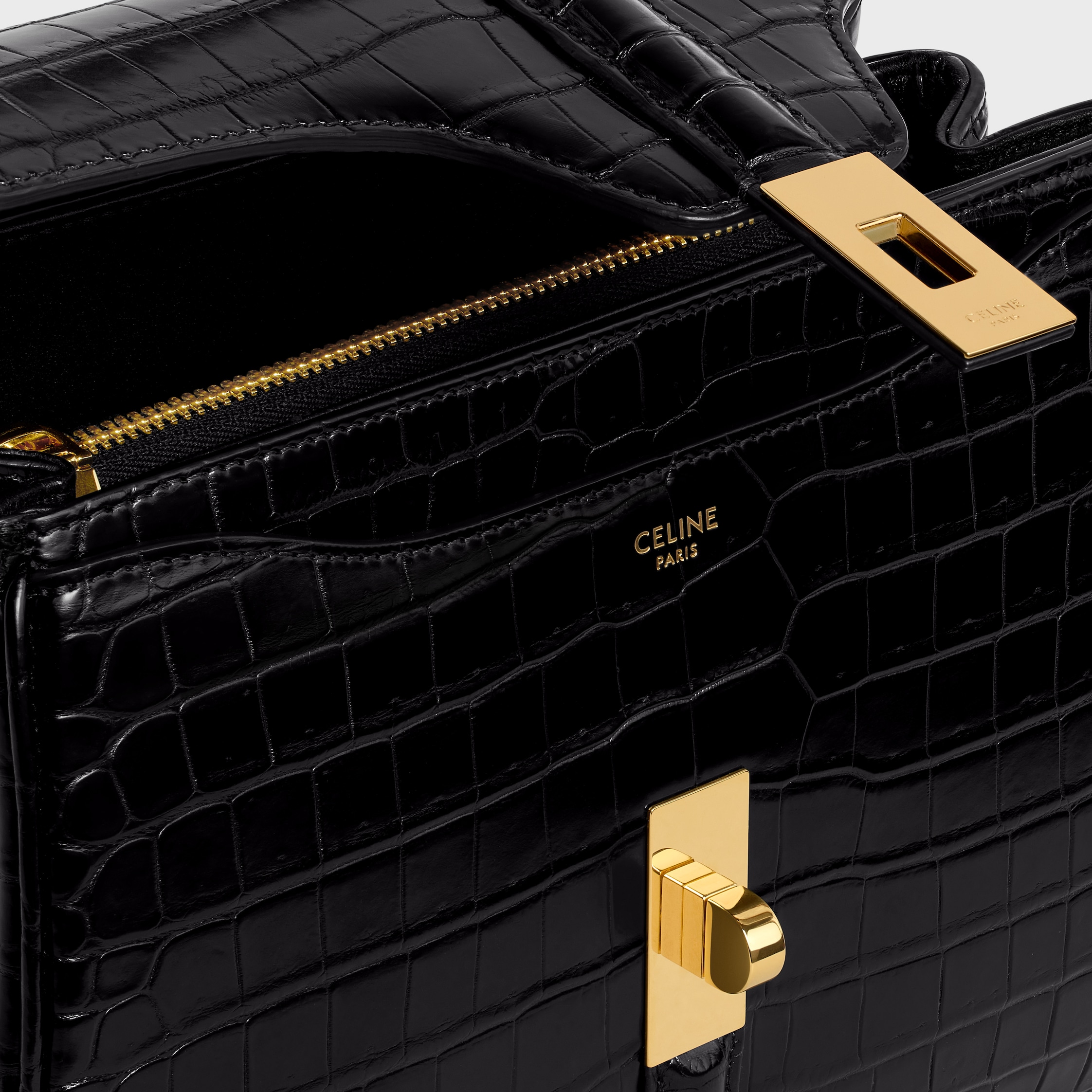 Small 16 Bag in porosus crocodile - BLACK | CELINE