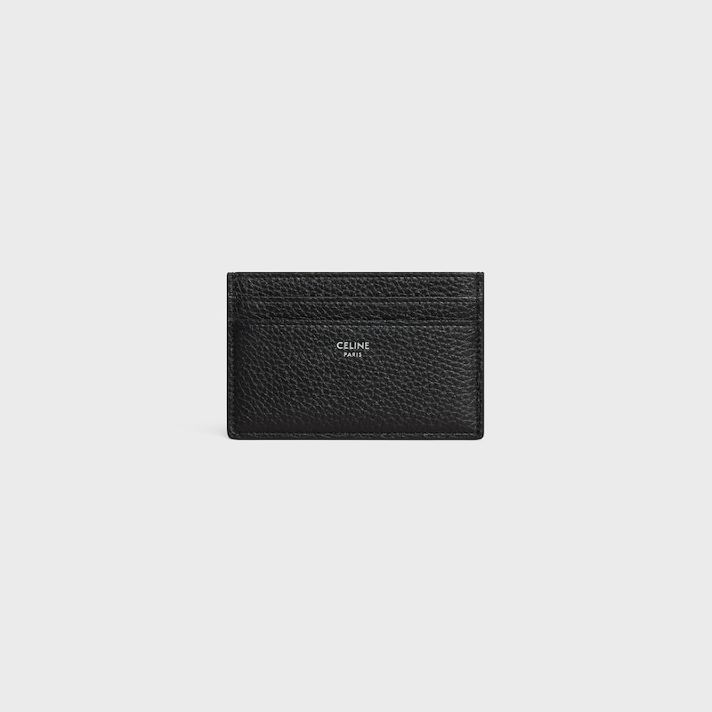 PORTE-CARTES EN VEAU GRAIN&Eacute; - NOIR - PORTE CARTES - 1 | CELINE