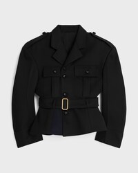 peplum jacket IN WOOL GABARDINE - BLACK -  - 1 | CELINE