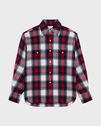 CAMISA DE CACHEMIRA A CUADROS - Negro/rojo/blanco -  - 1 | CELINE
