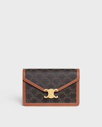 POCHETTE AVEC CHAÎNE MARGO toile triomphe et veau - TAN - MINI SACS - 1 | CELINE