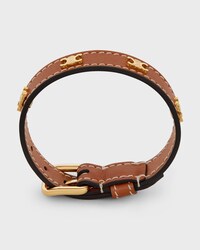 Les Cuirs Celine Bracelet in Calfskin and Brass with Gold Finish - GOLD / TAN -  - 1 | CELINE
