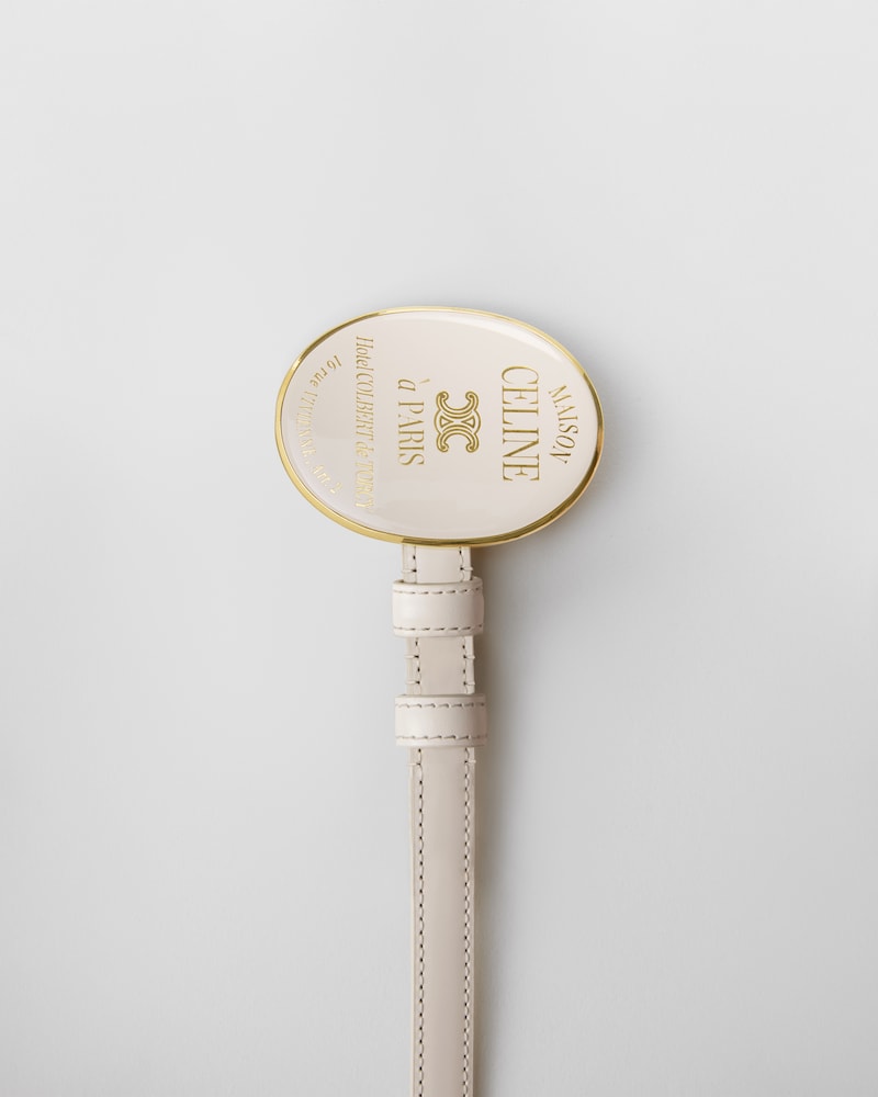 MINI MAISON CELINE BELT 13MM IN TAURILLON LEATHER WITH VARNISHED BUCKLE - RICE -  - 1 | CELINE