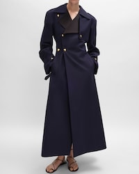 tux trench coat IN COTTON AND WOOL GABARDINE - INK -  - 2 | CELINE