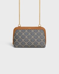 Clutch on Chain IN JACQUARD TRIOMPHE ALL OVER - NAVY/ECRU - MORE LINES - 1 | CELINE