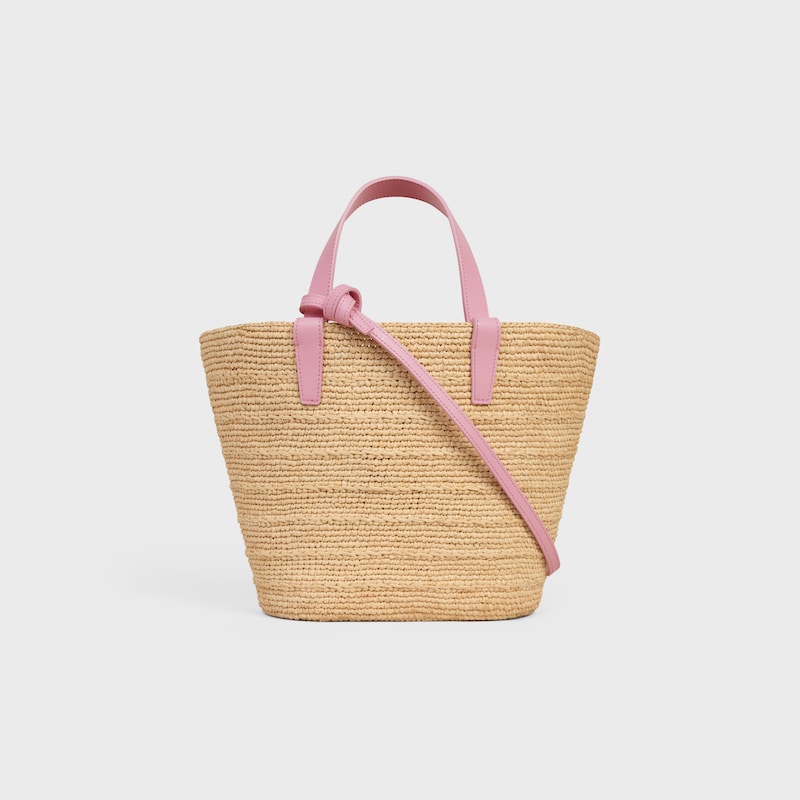 TEEN SUPPLE CELINE CLASSIC PANIER IN Raffia and calfskin - SILK PINK - PANIER - 1 | CELINE