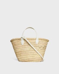 TEEN TRIOMPHE PANIER IN PALM LEAVES AND CALFSKIN - WHITE - PANIER - 2 | CELINE