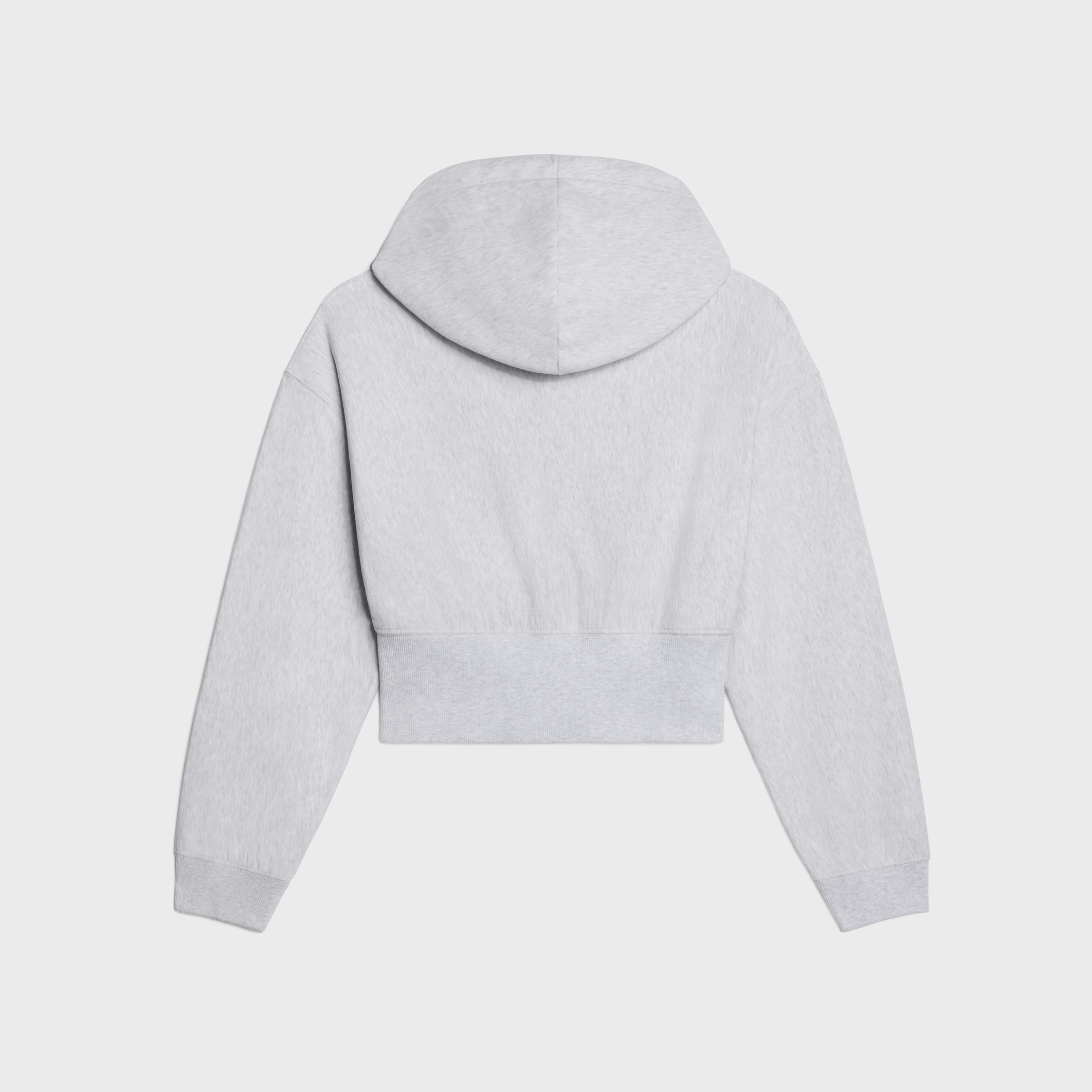 cropped zipped hoodie IN cotton fleece - PALE GREY | CELINE