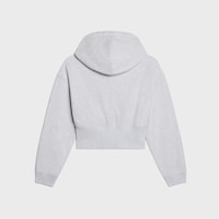 SUDADERA CORTA CON CREMALLERA Y CAPUCHA DE FELPA DE ALGODÓN - GRIS PÁLIDO -  - 2 | CELINE