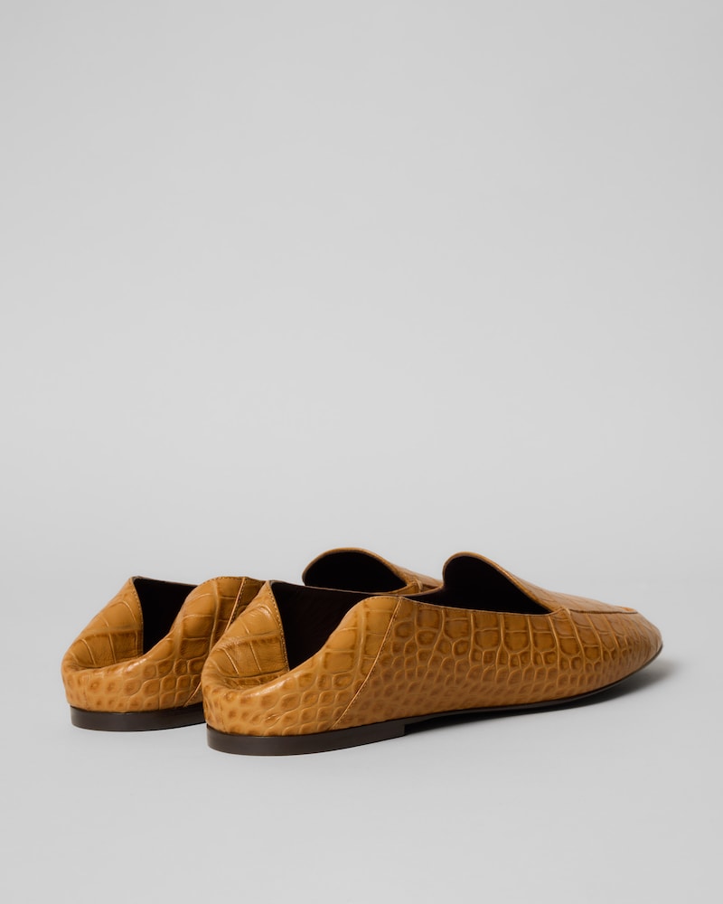 AURA LOAFER IN CROCODILE STAMPED LAMBSKIN - SAHARA -  - 1 | CELINE