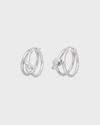 Knot Double Hoops in Brass with Rhodium Finish - SILVER - GIFT FINDER - 2 | CELINE