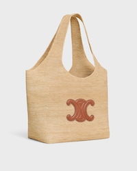 Celine Classic Panier Shopper Cabas IN RAFFIA AND CALFSKIN - NATURAL / TAN - PANIER - 2 | CELINE