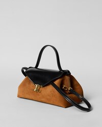 SMALL FLAIR BAG IN SUEDE CALFSKIN AND GLOSSY LAMBSKIN - CAMEL / BLACK - EVENING - 2 | CELINE
