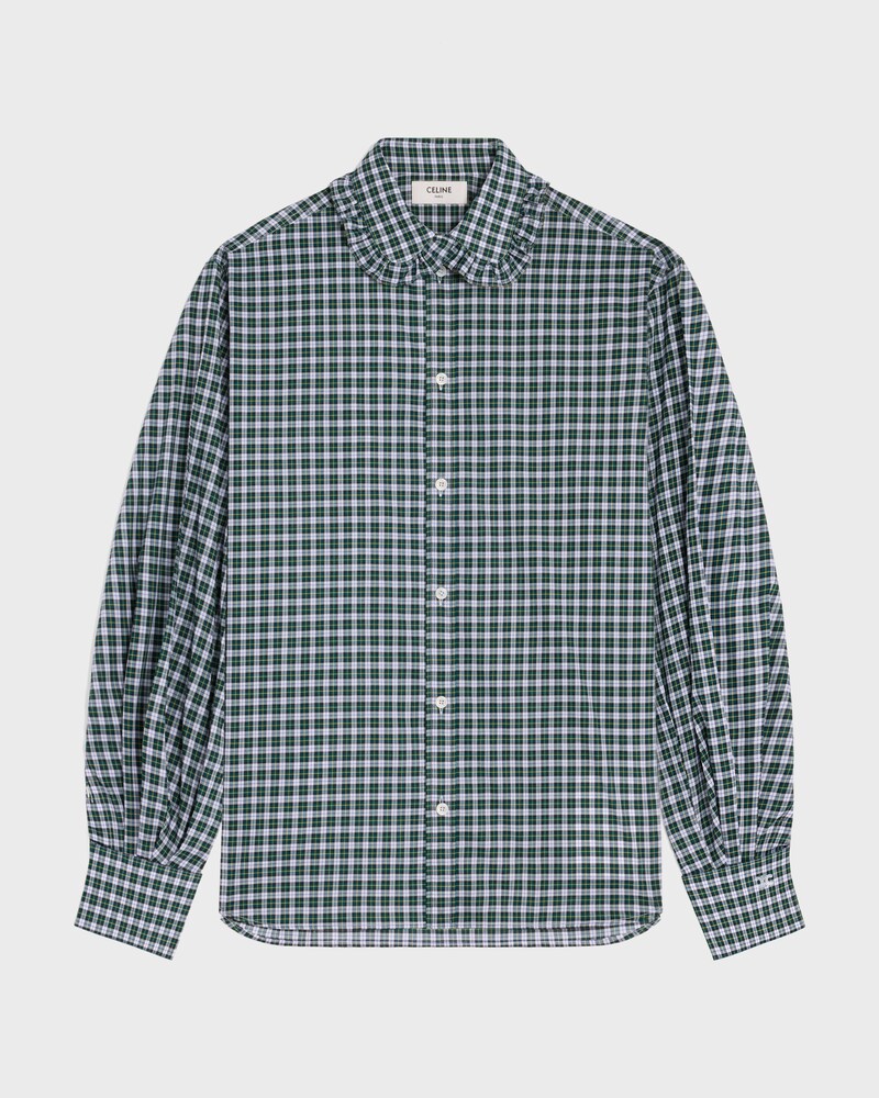 shirt IN tartan cotton cloth - BLANC/VERT/JAUNE -  - 1 | CELINE