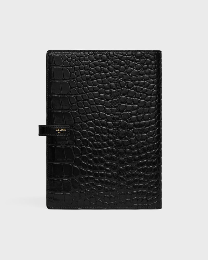 Capa de Caderno Grande em CROCODILE NILOTICUS - PRETO - PAPELARIA - 1 | CELINE