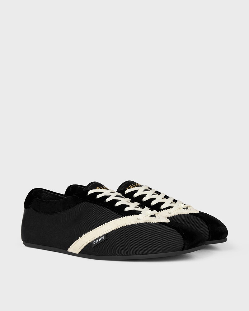 THE FLAT SNEAKER EN GROS GRAIN, VELOURS, CUIR DE VEAU VELOURS ET CUIR D'AGNEAU - NOIR/BLANC -  - 1 | CELINE