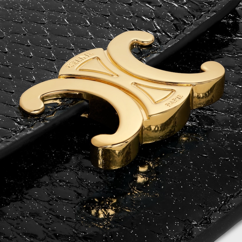 CARD HOLDER WITH FLAP TRIOMPHE IN PYTHON - BLACK GLITTER | CELINE