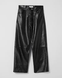 BOYFRIEND-HOSE AUS WEICHEM LAMMLEDER - SCHWARZ -  - 1 | CELINE