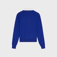 JERSEY ESTILO POLO DE CACHEMIRA DE SEDA FINA - AZUL REAL/BLANCO -  - 2 | CELINE