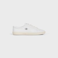 CELINE LOU LOW LACE-UP SNEAKER WITH TRIOMPHE IN LAMBSKIN - OPTIC WHITE/DARK GREY -  - 1 | CELINE
