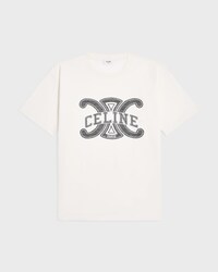 t-shirt loose JERSEY COTON - BLANC/NOIR -  - 1 | CELINE