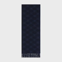 monogrammed fringed scarf in cashmere - DARK BLUE / NAVY -  - 1 | CELINE