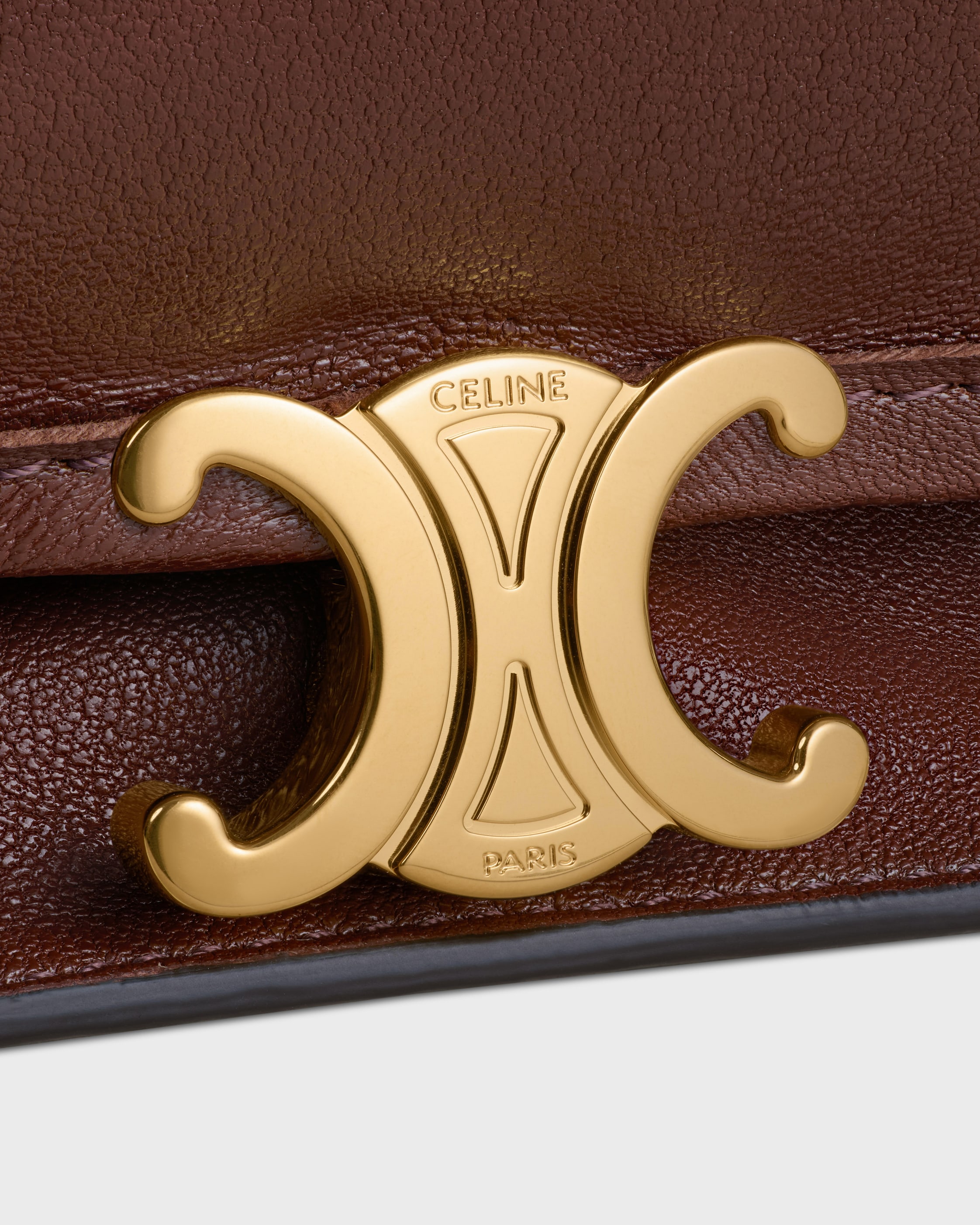 SOFT TRIOMPHE BESACE IN SUPPLE SHINY LAMBSKIN - DEEP BROWN | CELINE