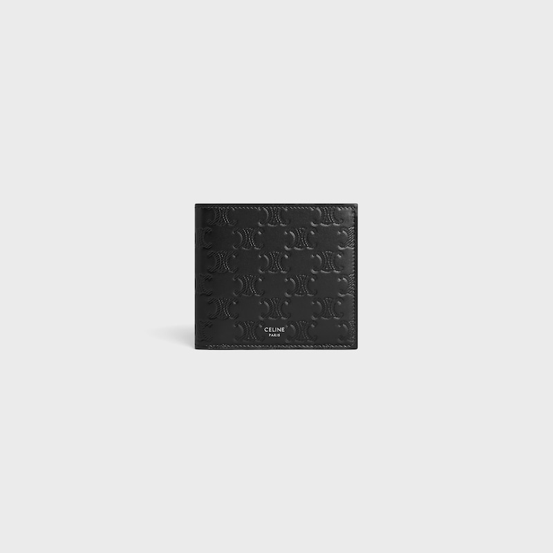 TRIOMPHE壓花牛皮革雙摺錢包 - 黑色 - GIFT FINDER - 1 | CELINE