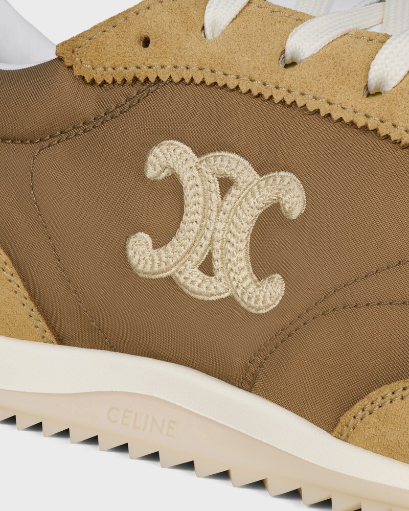 RACER SNEAKER AUS NYLON, KALBSWILDLEDER UND KALBSLEDER - DUNKLES BEIGE -  - 1 | CELINE
