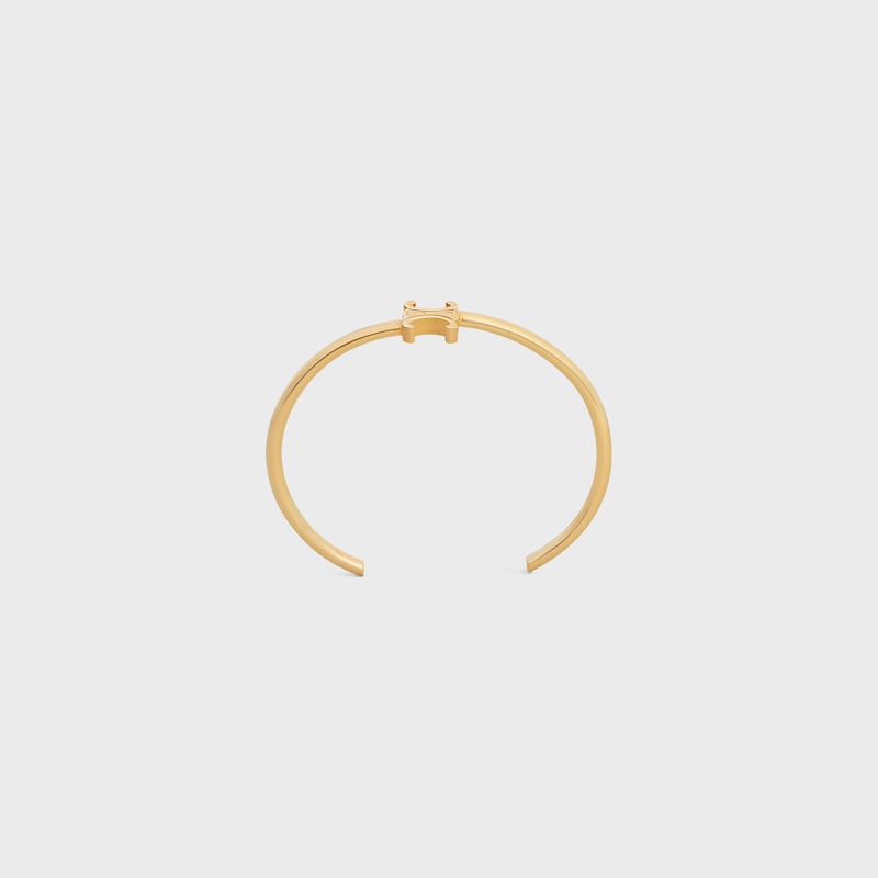 Triomphe Asymmetric Cuff in Brass with Gold Finish - GOLD -  - 1 | CELINE