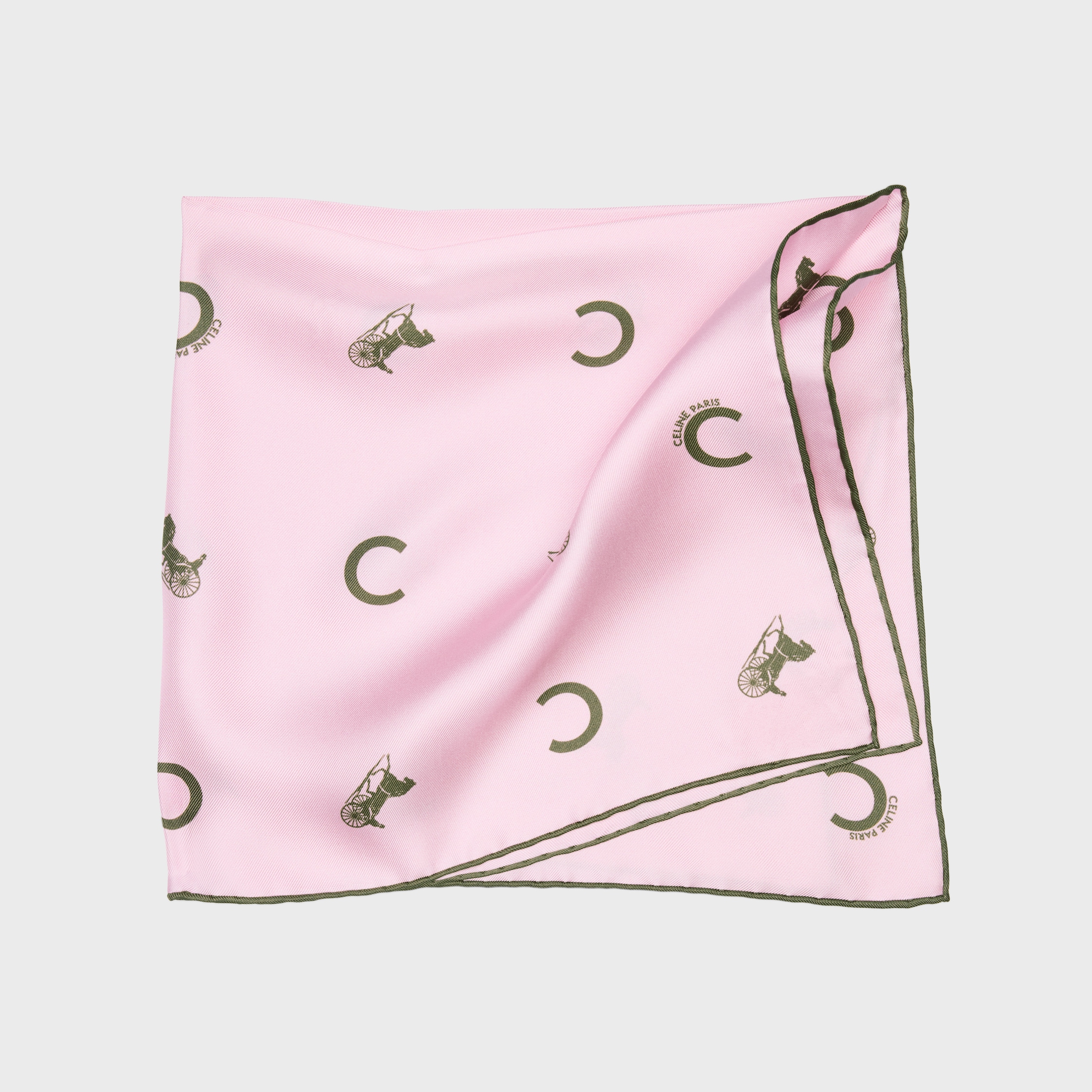 bandana IN silk twill - BLOSSOM PINK/KHAKI | CELINE