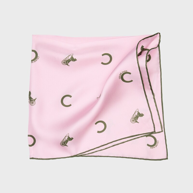 bandana IN silk twill - BLOSSOM PINK/KHAKI -  - 1 | CELINE