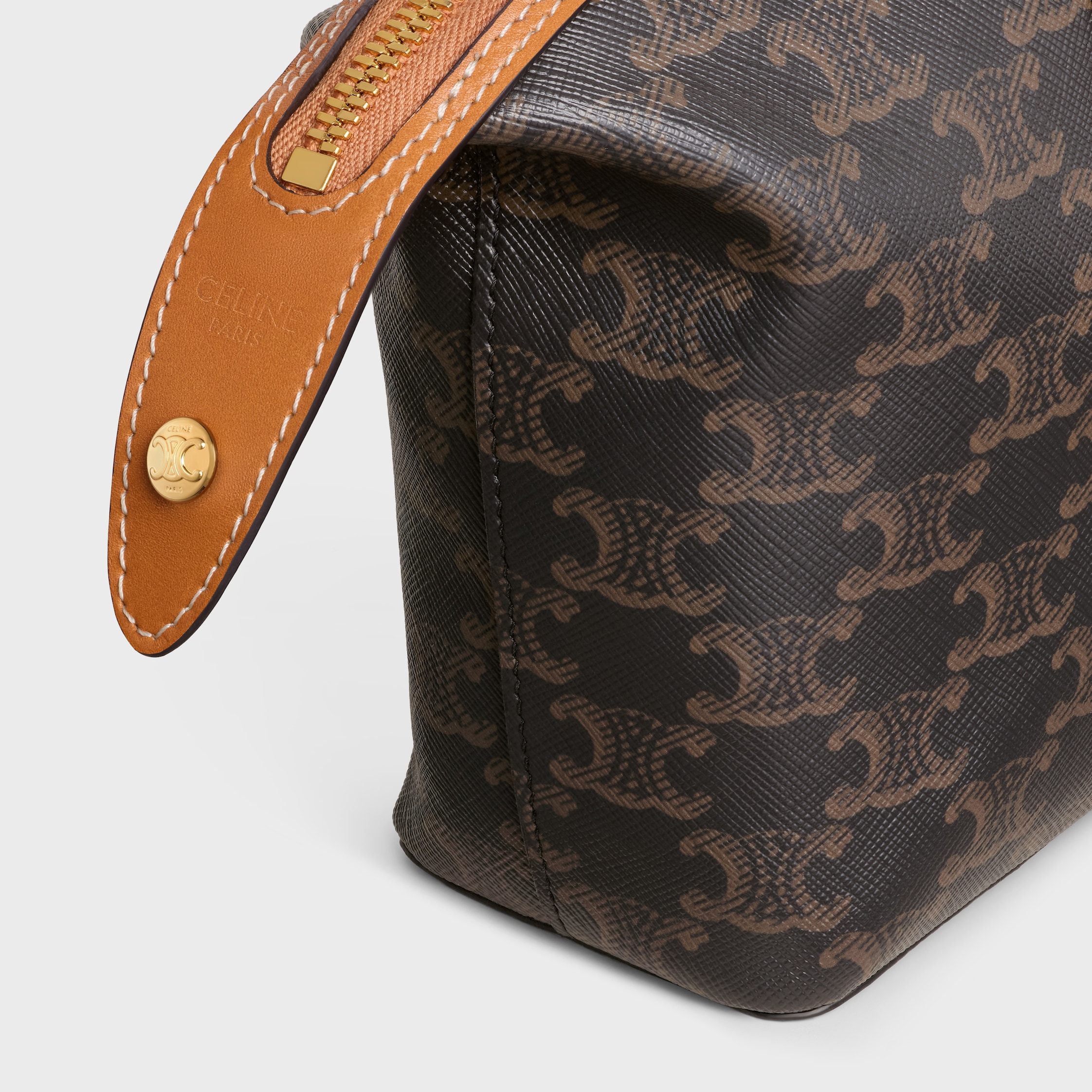 SMALL DUFFLE BAG IN TRIOMPHE CANVAS AND NATURAL CALFSKIN - MIEL