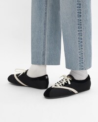 THE FLAT SNEAKER IN GROS GRAIN, VELVET, SUEDE GOATSKIN AND LAMBSKIN - BLACK / WHITE -  - 2 | CELINE